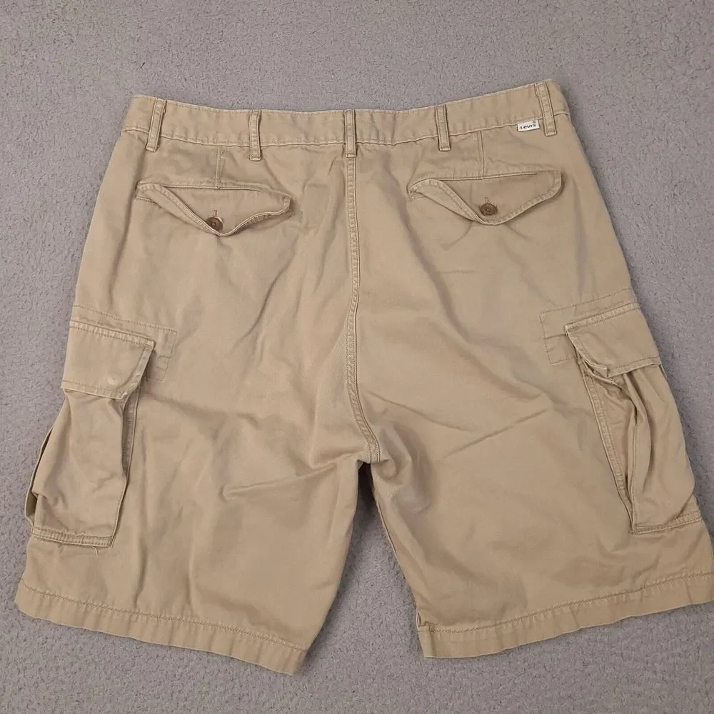 Levis Shorts Mens 37 Brown‎ Tan Cargo Pockets 100% Cotton Outdoor White Tab